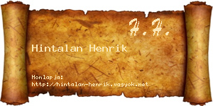Hintalan Henrik névjegykártya